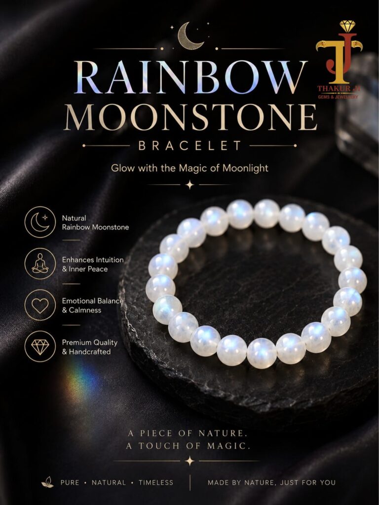 NATURAL RAINBOW MOONSTONE BRACELET -BY THAKUR JI